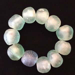 Seafoam and blue African recycled glass beads